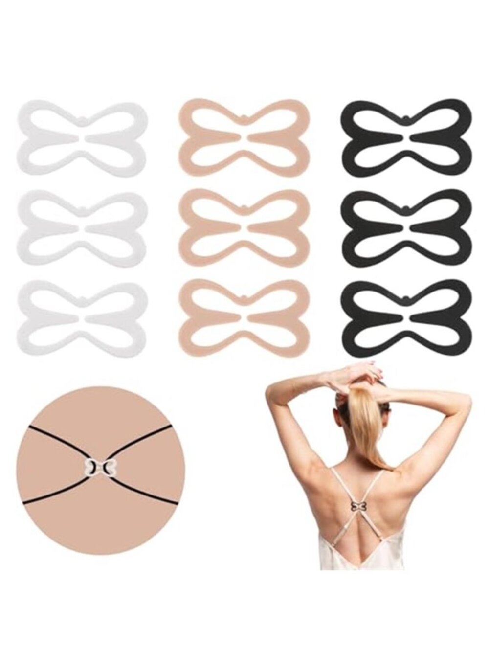 9 pcs Bra Strap Clips for Racerback Bra Clips for Back Anti-Slip